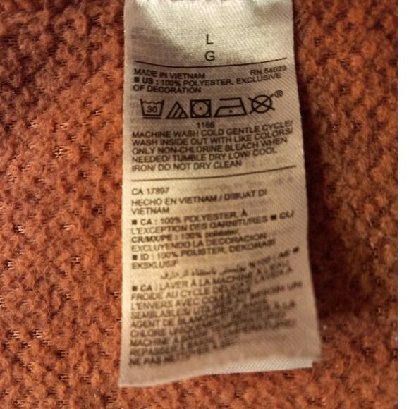 Old Navy Sherpa Half Zip Fleece Pullover Sweatshirt Dusty Red Logo Cozy Large - Picture 5 of 12